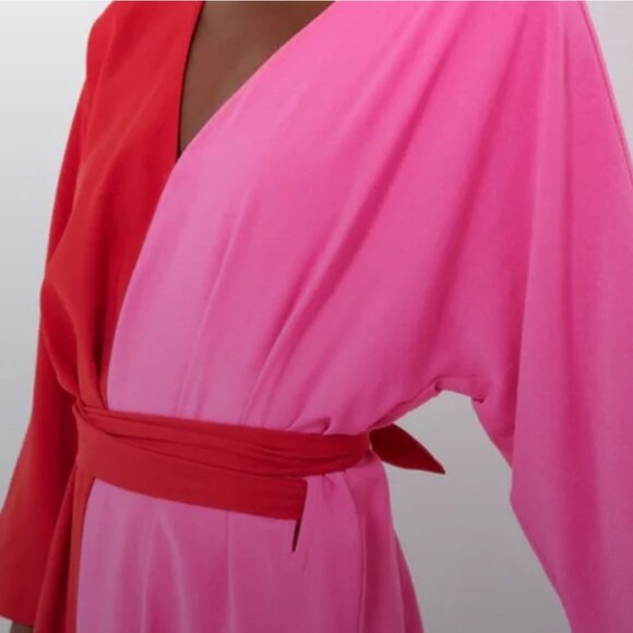 Tuckernuck India Hicks Scarlet Medium Hot Pink Madame G Colorblock Caftan - Picture 7 of 8